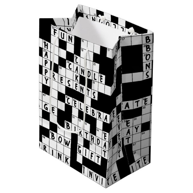 Birthday Crossword Puzzle Medium Gift Bag (Front Angled)