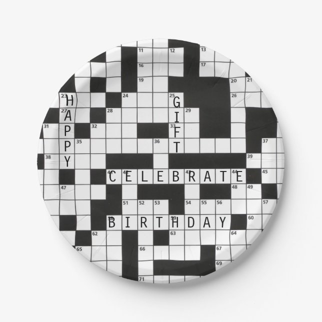 Birthday crossword puzzle paper plates (Front)