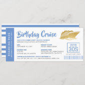 Birthday Cruise Boarding Pass Invite Blue Gold (Front/Back)