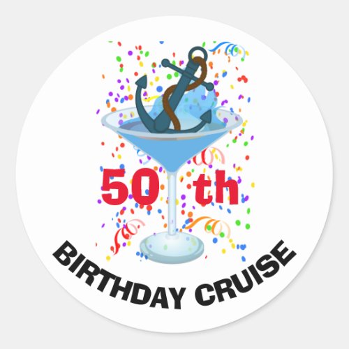 Birthday Cruise Group Custom Anchor Classic Round Sticker