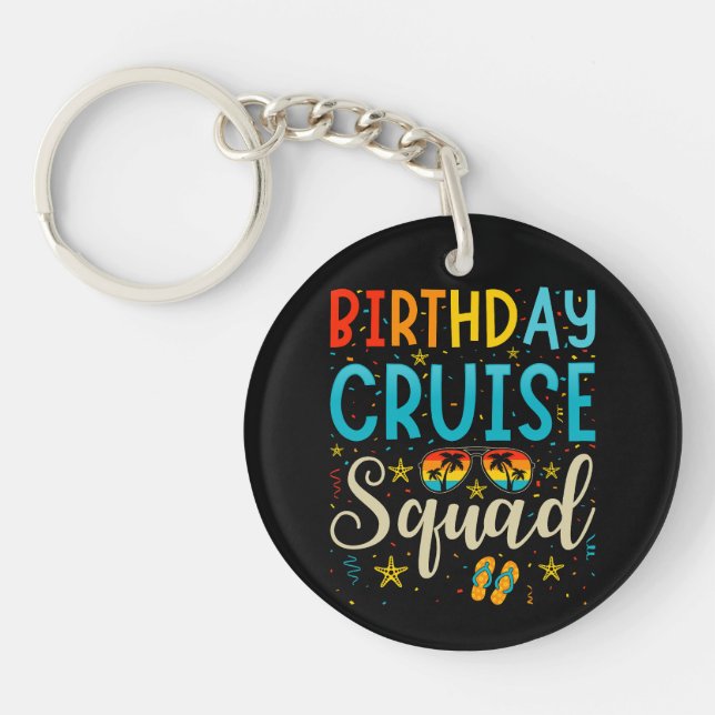 Birthday Cruise Squad Cruising Vacation Acrylic Keychain (Front)