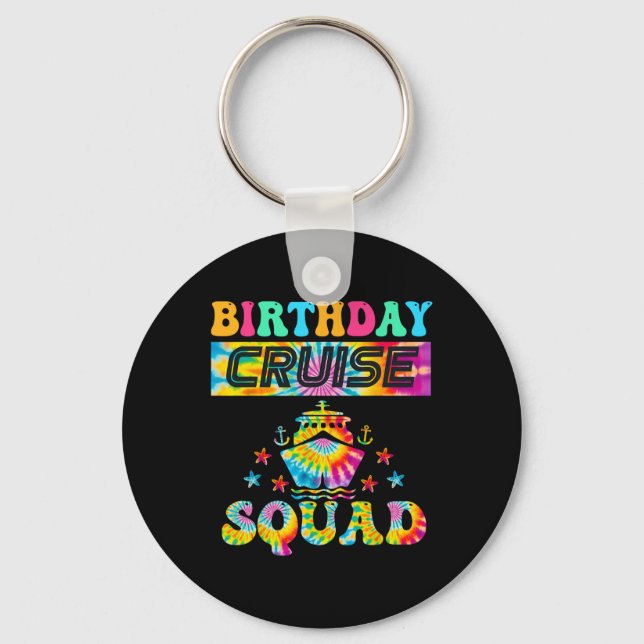 Birthday Cruise Squad Cruising Vacation Matching F Keychain (Front)