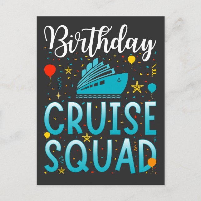 Birthday Cruise Squad Cruising Vacation Postcard (Front)
