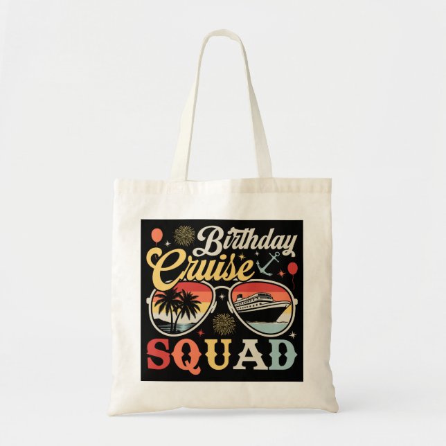 Birthday Cruise Squad Group Family Matching Tote Bag (Front)