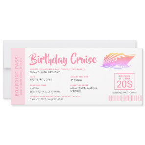 Birthday Cruise Ticket Boarding Pass  Invitation