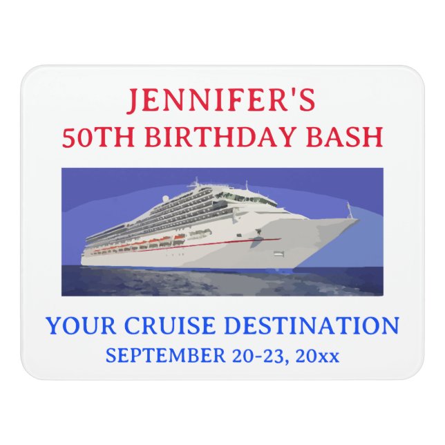 Birthday Cruise Travel Vacation Cabin Door Sign (Contemporary Front)