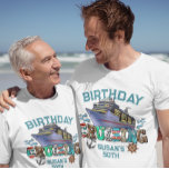 Birthday Cruising Personalized  T-Shirt<br><div class="desc">This design may be personalized in the area provided by changing the photo and/or text. Or it can be customized by clicking Personalize this Template and then choosing the click to customize further option and delete or change the color of the background, add text, change the text color or style,...</div>