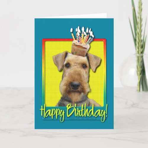 Birthday Cupcake Airedale Card