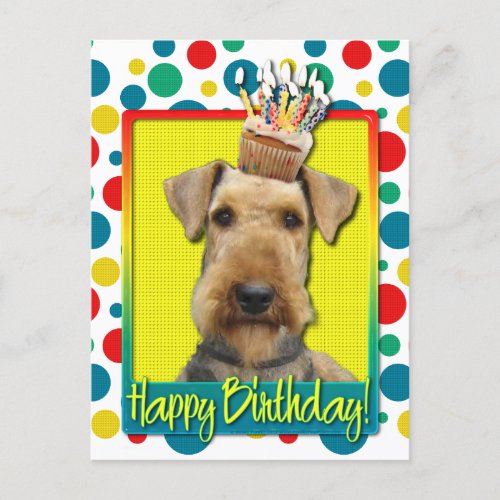 Birthday Cupcake _ Airedale Postcard