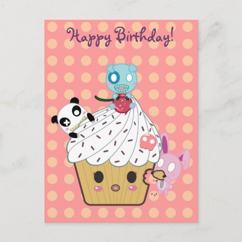 Birthday Cupcake Attack Postcard