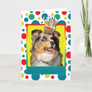 Birthday Cupcake — Australian Shepherd — Dustine Card