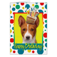 Birthday Cupcake - Basenji Card