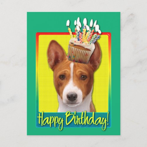 Birthday Cupcake _ Basenji Postcard