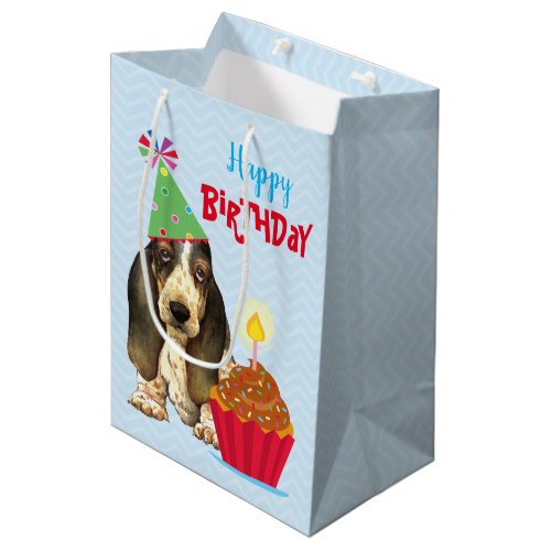 Birthday Cupcake Basset Hound Medium Gift Bag