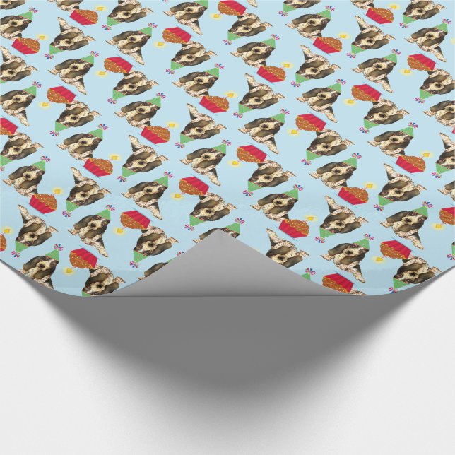 Birthday Cupcake Basset Hound Wrapping Paper (Corner)