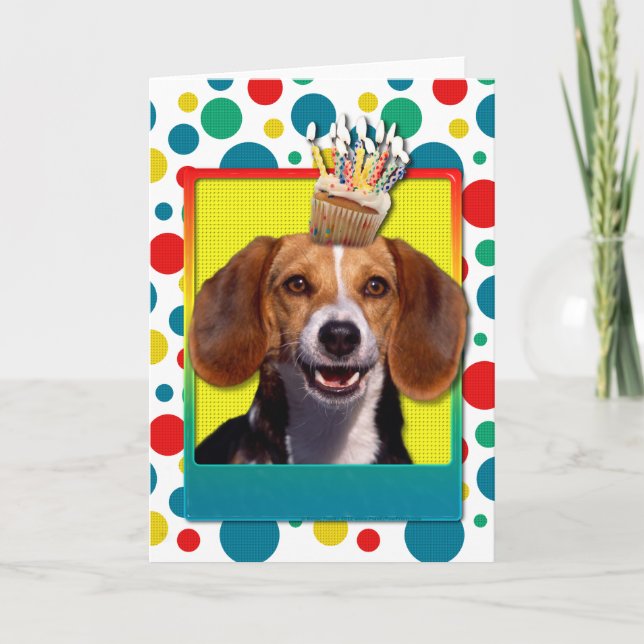 Birthday Cupcake Beagle Card (Front)