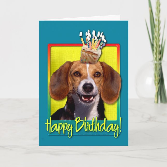 Birthday Cupcake Beagle Card (Front)