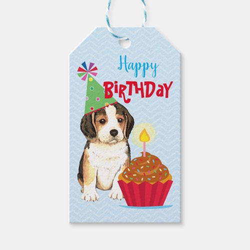 Birthday Cupcake Beagle Gift Tags