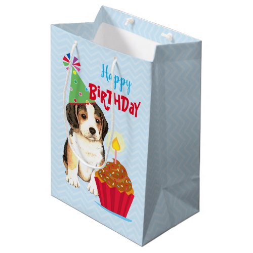 Birthday Cupcake Beagle Medium Gift Bag