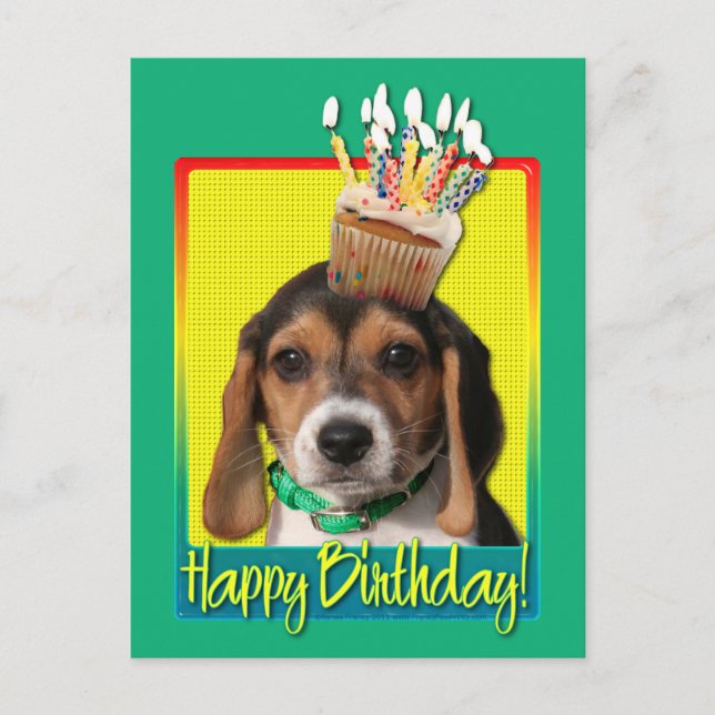 Birthday Cupcake - Beagle Puppy - Chloe Postcard (Front)