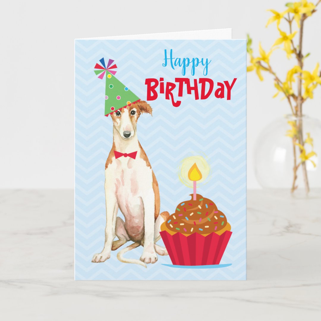 Birthday Cupcake Borzoi Card | Zazzle