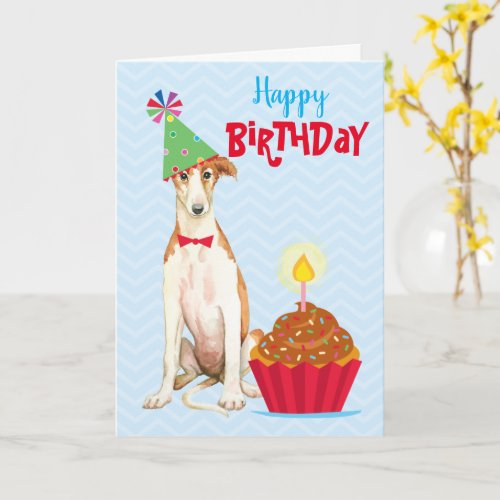 Birthday Cupcake Borzoi Card