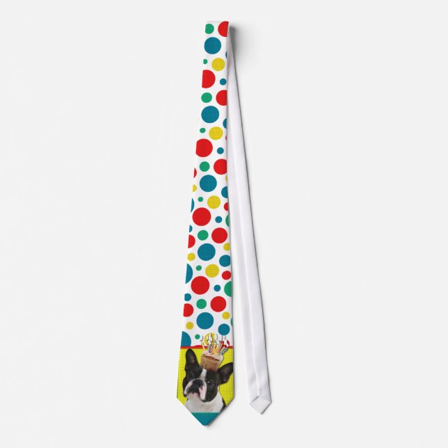 Birthday Cupcake - Boston Terrier Neck Tie (Front)
