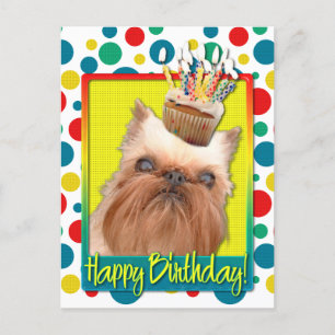 Birthday Cupcake - Brussels Griffon Postcard