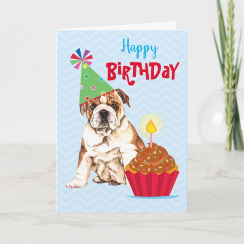 Birthday Cupcake Bulldog Card