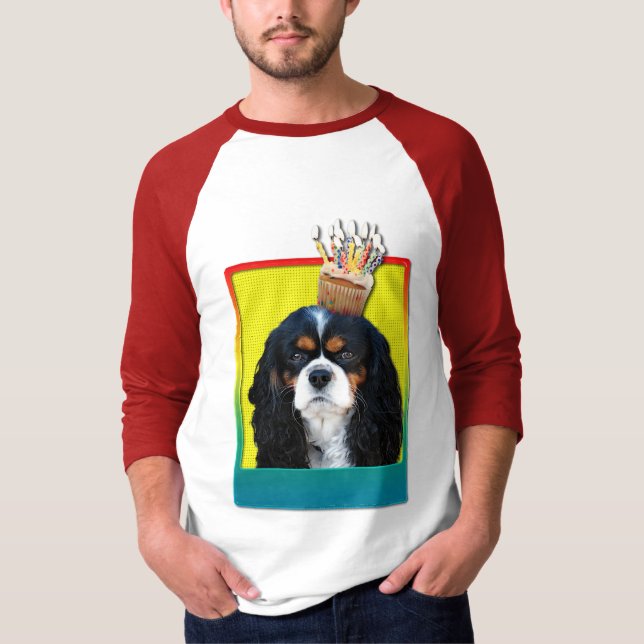 Birthday Cupcake - Cavalier - Tri-Color T-Shirt (Front)