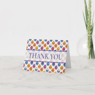 Birthday Cupcake Colorful Thank You Card