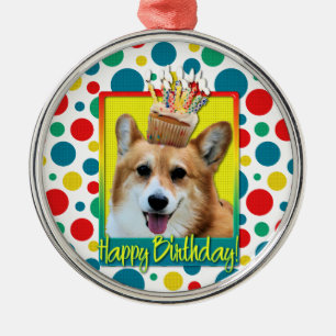 Birthday Cupcake - Corgi - Owen Metal Ornament