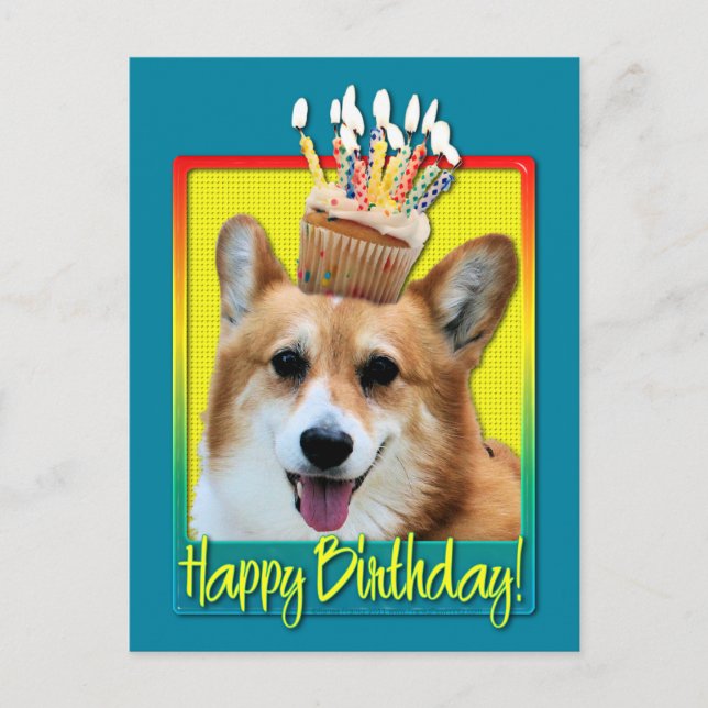 Birthday Cupcake - Corgi - Owen Postcard (Front)
