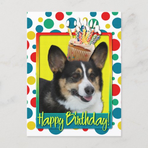 Birthday Cupcake _ Corgi Postcard