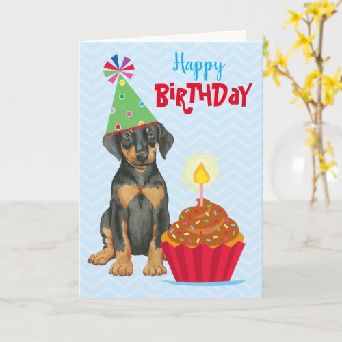 Birthday Cupcake Doberman Card