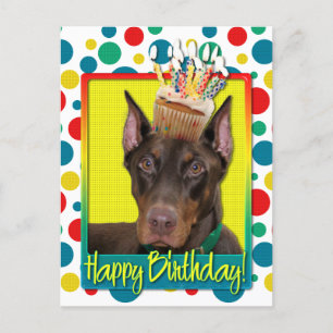 Birthday Cupcake - Doberman - Red - Rocky Postcard