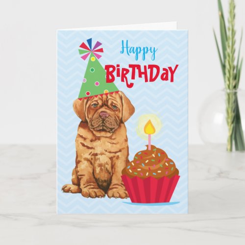 Birthday Cupcake Dogue de Bordeaux Card