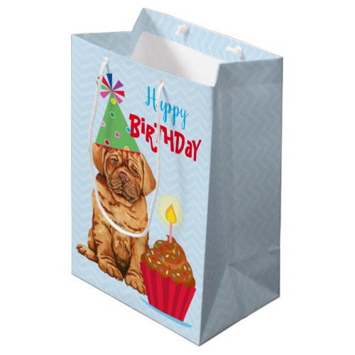 Birthday Cupcake Dogue de Bordeaux Medium Gift Bag