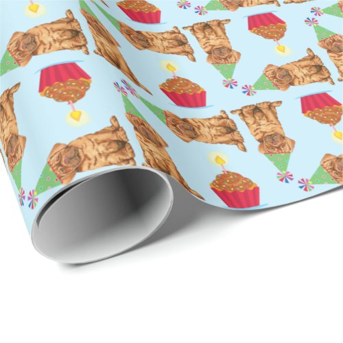 Birthday Cupcake Dogue de Bordeaux Wrapping Paper