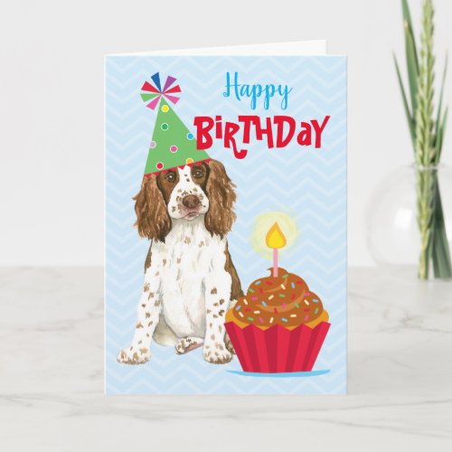 Birthday Cupcake English Springer Spaniel Card