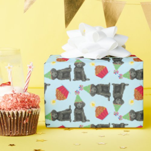 Birthday Cupcake Flat_Coated Retriever Wrapping Paper
