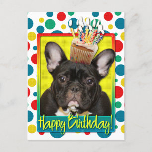 Birthday Cupcake - French Bulldog - Teal Postcard