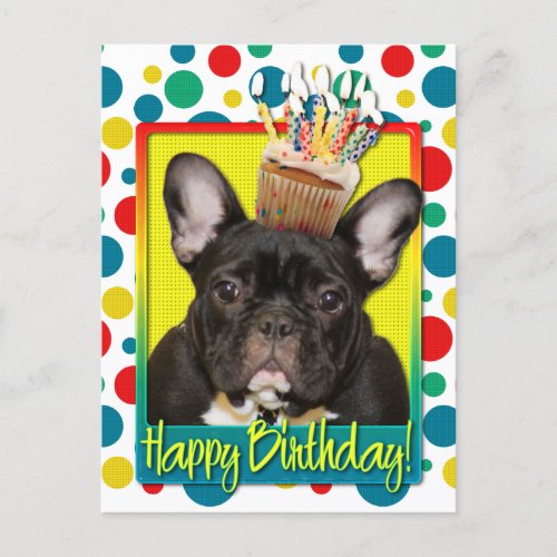 Birthday Cupcake _ French Bulldog _ Teal Postcard