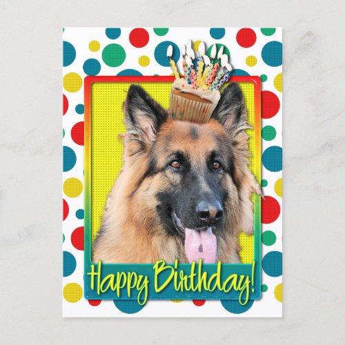 Birthday Cupcake _ German Shepherd _ Chance Postcard