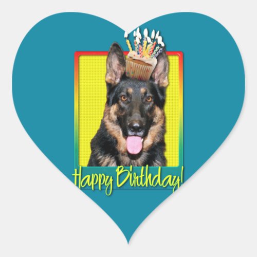 Birthday Cupcake _ German Shepherd _ Kuno Heart Sticker