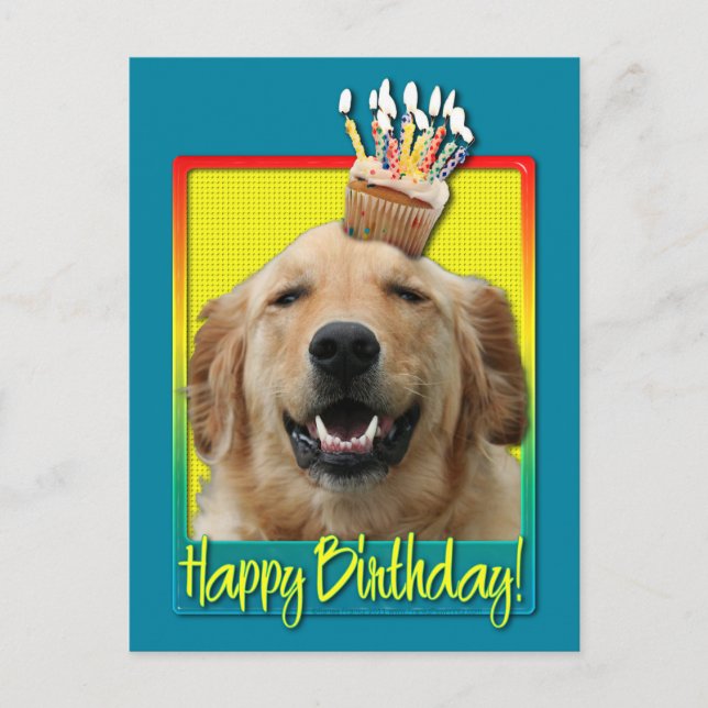Birthday Cupcake - Golden Retriever - Mickey Postcard (Front)