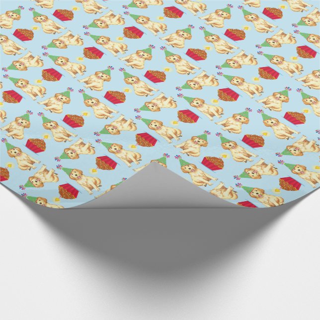 Birthday Cupcake Golden Retriever Wrapping Paper (Corner)
