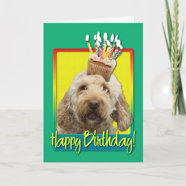 Birthday Cupcake - GoldenDoodle Card (Front)