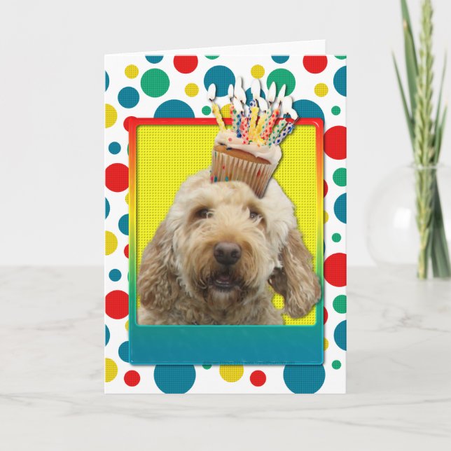 Birthday Cupcake - GoldenDoodle Card (Front)