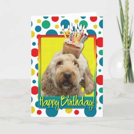 Birthday Cupcake - Goldendoodle Card